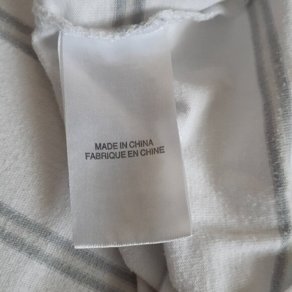 JV by Jac Vanek Women's Size Large White Gray Stripe Be A Good Human T-Shirt - Picture 5 of 9